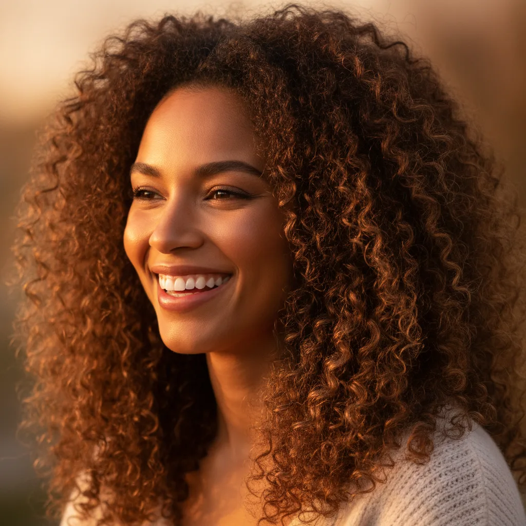After — thick, defined curls with shine